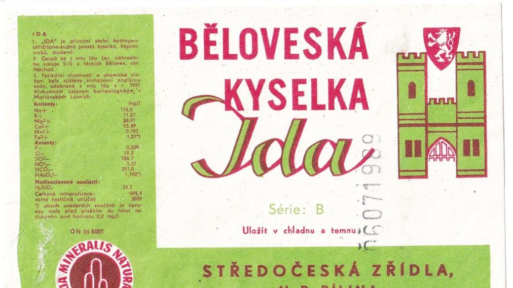 Etiketa - kyselka IDA -Středočeská zřídla Bílina