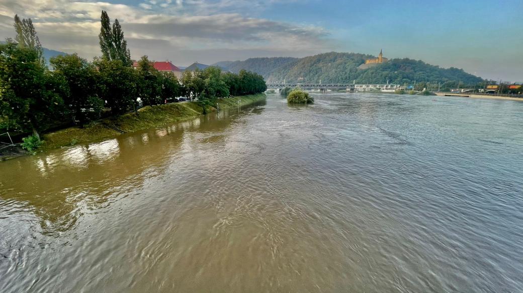 Řeka Labe v Ústí nad Labem 17. září