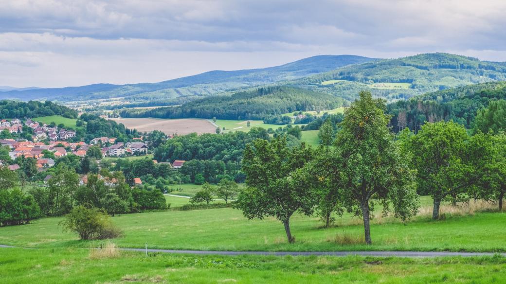 Pohled na obec Brloh na Českokrumlovsku