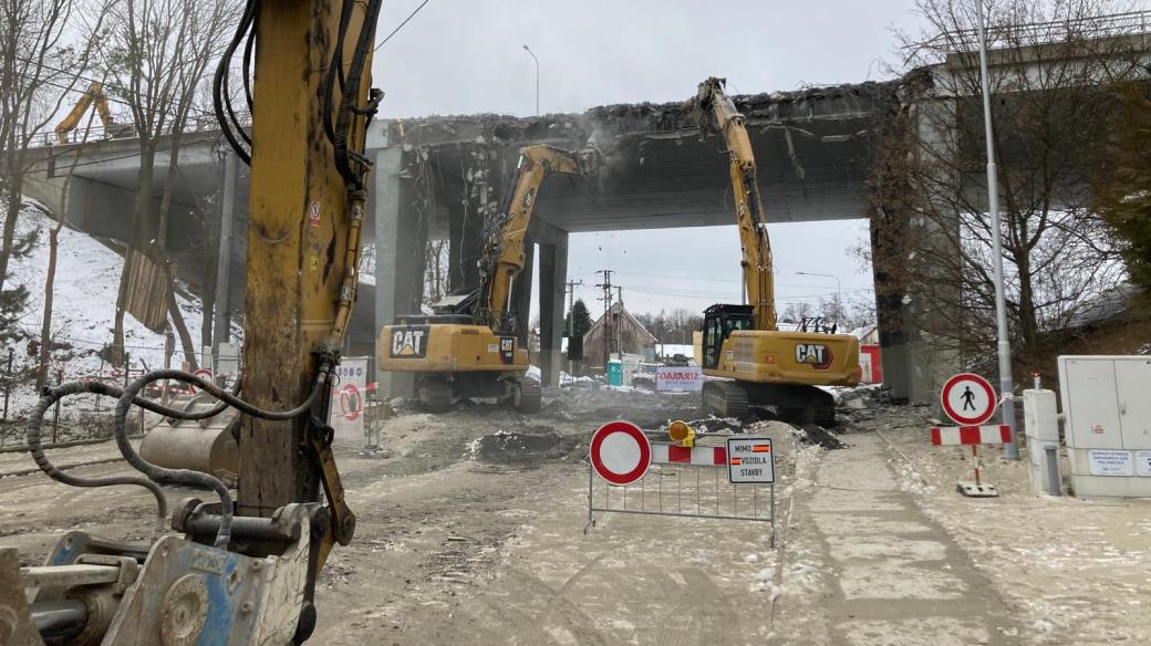 Demolice silničního mostu v Ostravě-Svinově