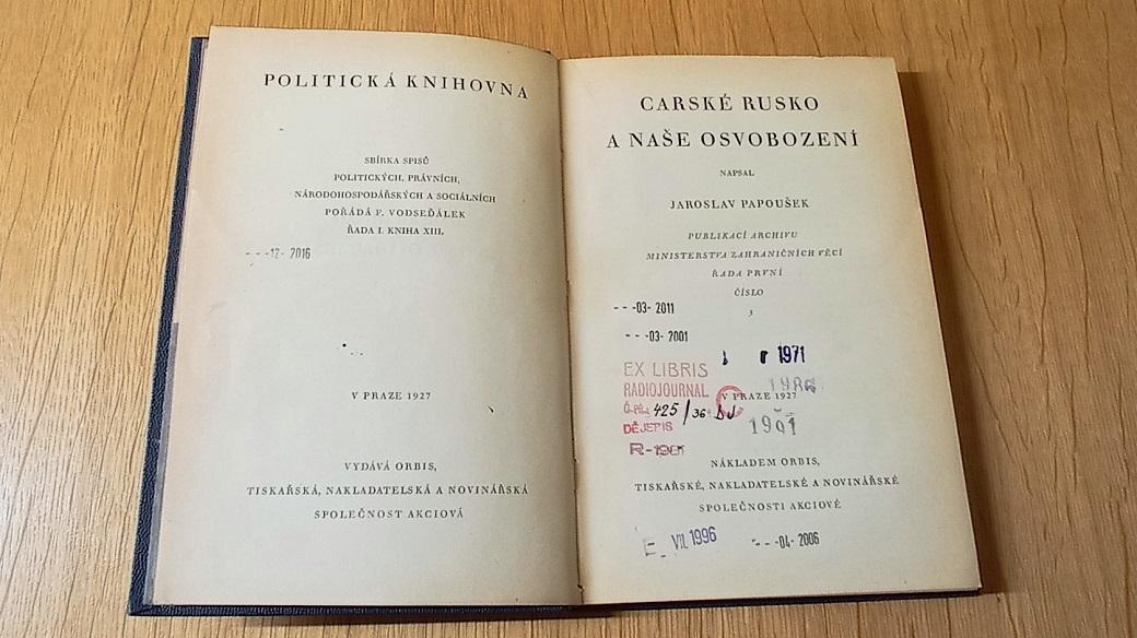 Kniha Jaroslava Papouška z roku 1927, v níž odmítl teze Karla Kramáře o tom, že carské Rusko mělo klíčovou zásluhu na vzniku Československa