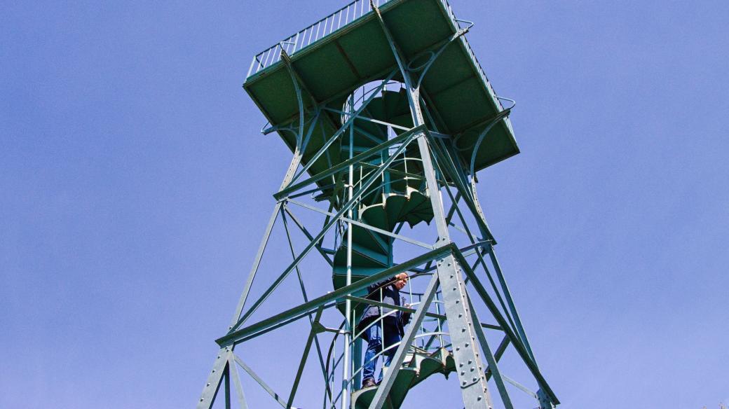 Marek Řeháček na rozhledně Slovanka