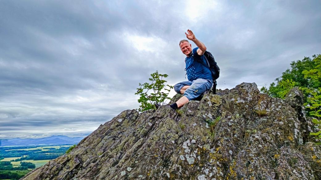 Marek Řeháček na vrchu Stříbrník nad Křižany