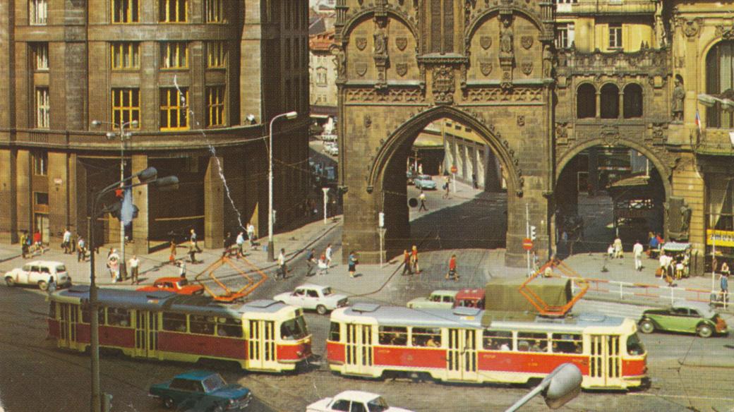 Tramvajová trať v ulici Na Příkopě v Praze