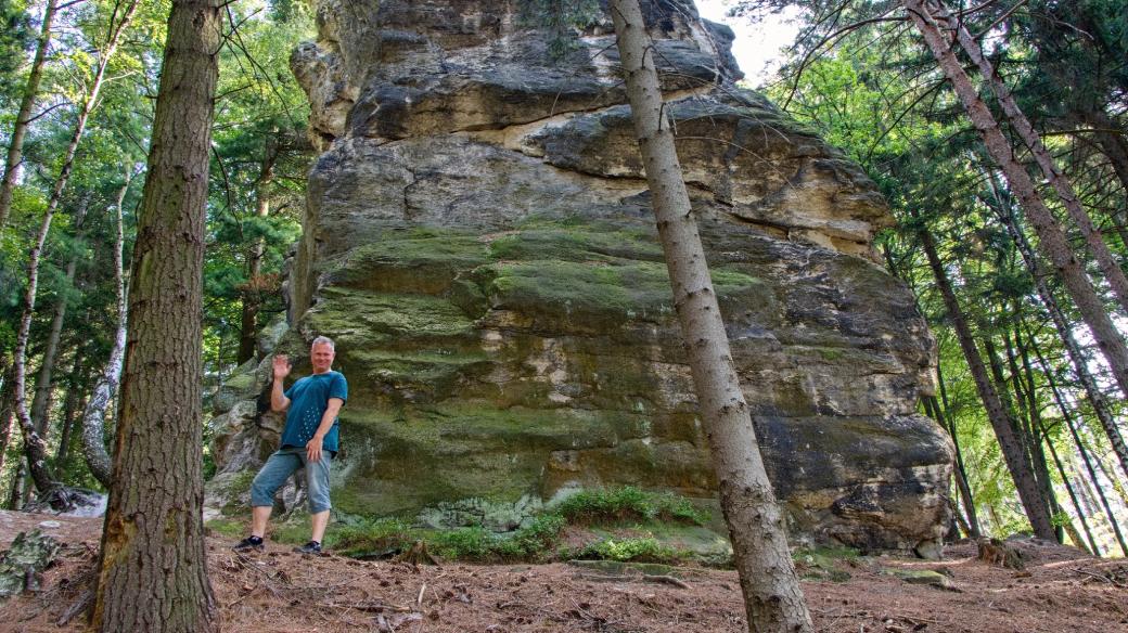 Marek Řeháček ve skalách Lužických hor v okolí Hrádku nad Nisou