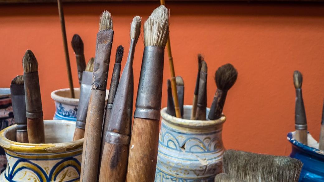 Štětce, malířský ateliér