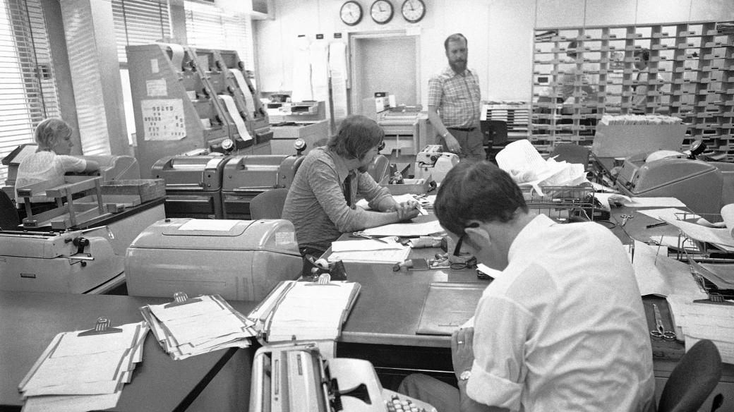 Newsroom Rádia Svobodná Evropa v Mnichově v 70. letech