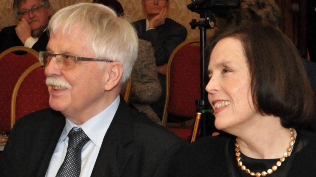 Pravoslav Kohout se svou ženou Helenou (foto z koncertu k jeho 75. narozeninám)