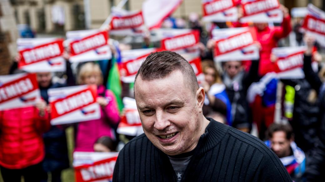 Jindřich Rajchl na protivládní demonstraci