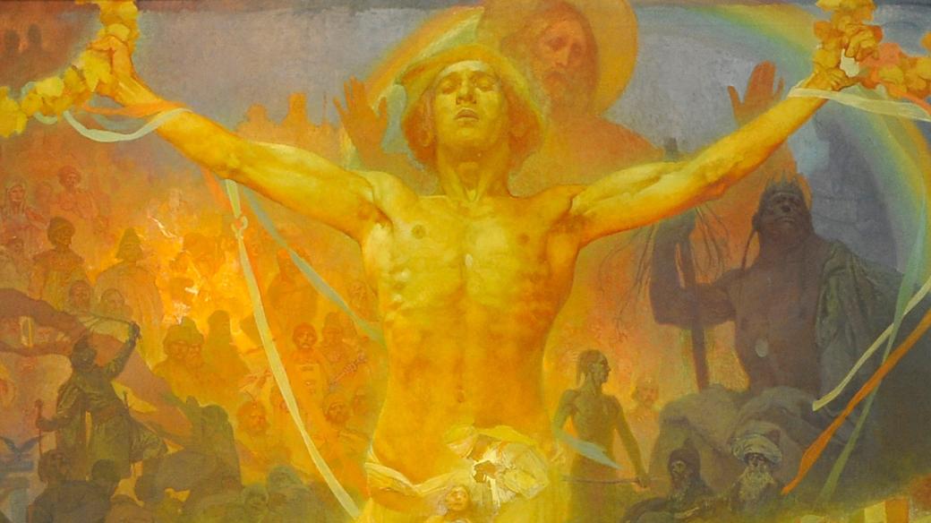 Alfons Mucha: Apotheosa z dějin Slovanstva (výřez obrazu z cyklu Slovanská epopej)