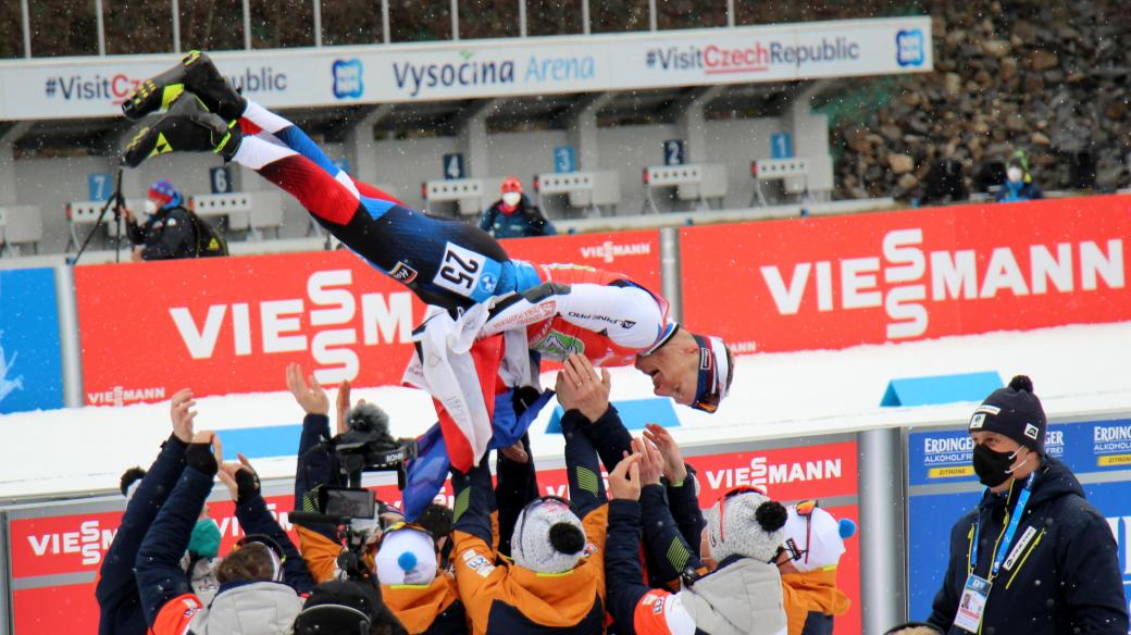 Biatlonista Ondřej Moravec, Vysočina Arena, březen 2021