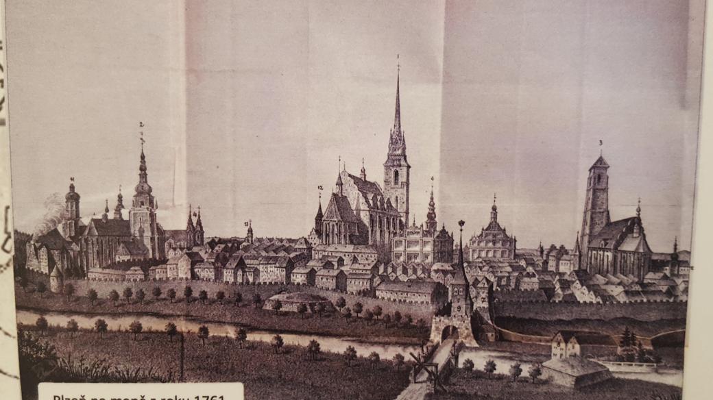 Stará Plzeň na mapě z roku 1761