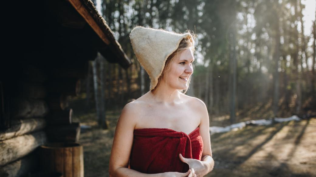 žena, sauna, saunování