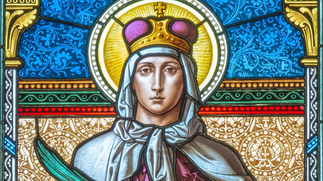 Svatá Ludmila na okně kostela sv. Cyrila a Metoděje