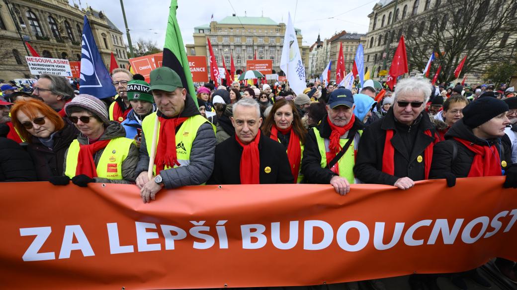 Josef Středula v čele protestů Za lepší budoucnost (27.11.2023)