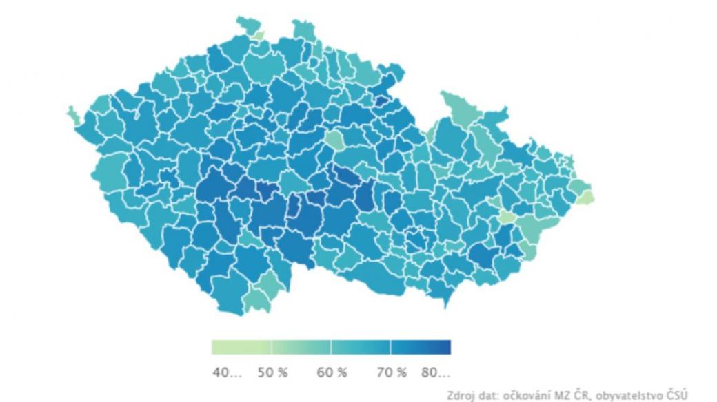 Očkování v obcích s rozšířenou působností k 12. květnu.