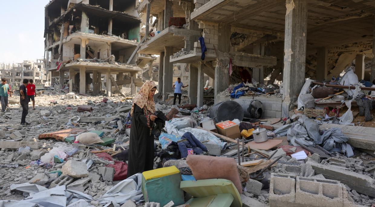 Následek izraelského útoku v Pásmu Gazy