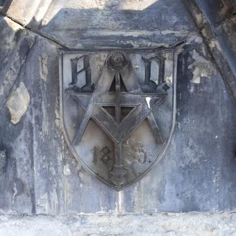 Znak svobodných zednářů v kostele svatého Mořice v Olomouci