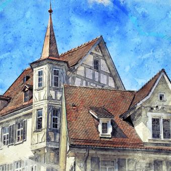 Starý dům, velká vila, ilustrace, ilustrační foto