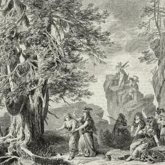 Scénický návrh pro scénu Josefa Hoffmanna první provedení kompletního cyklu Prsten Nibelungův v roce 1876