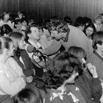 Z historie Českého rozhlasu České Budějovice, nahrávání ve studiovém sále