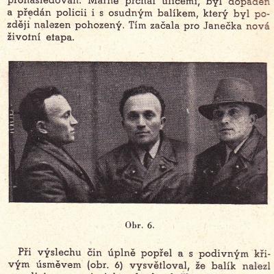 Lupič Janeček na policejní trojdílce (reprofoto z Odborného kriminalistického časopis Detektiv)