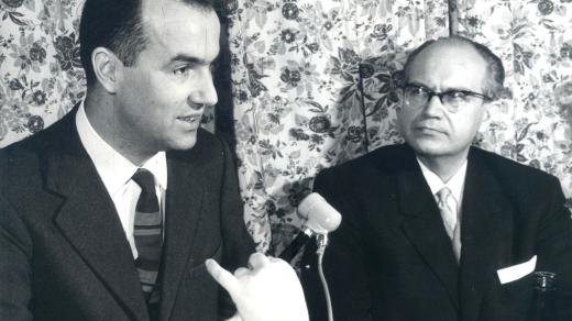 Hudební skladatel Luigi Nono 8.2.1965 na návštěvě ČRo