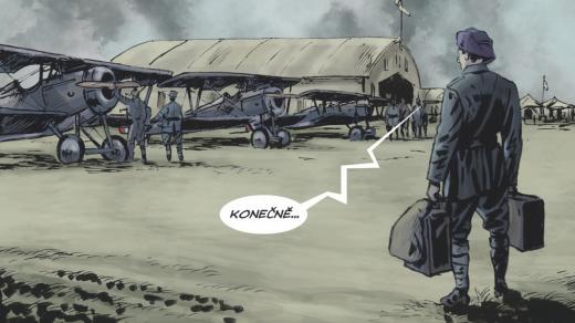 Výřez z kniky Vzduch je naše moře, kterou k seriálu vydává nakladatelství Argo. Příběh o pilotovi Vilému Stanovském