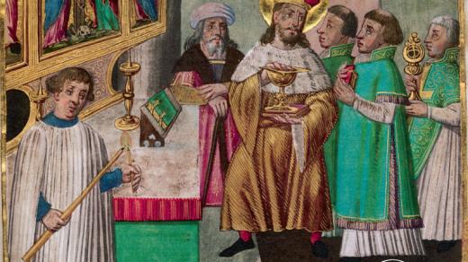 Sv. Václav slouží mši. Život a utrpení sv. Václava. Jižní Německo/Rakousko, kolem 1590/1600. UNIQA Group.
