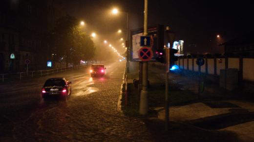 Ulice Argentinská během dešťové bouřky