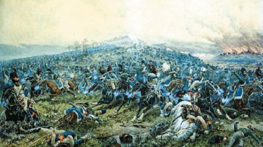 Bitva u Schöngrabernu na obraze K. Bujnitského (1898)