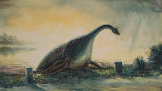 Lochneská nestvůra v představě výtvarníka Jiřího Svobody