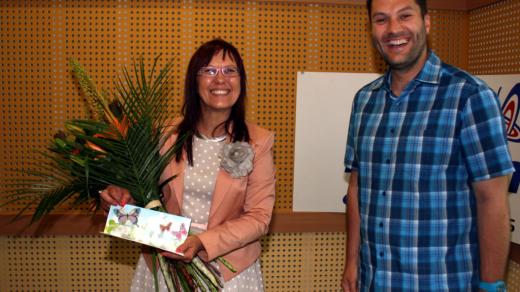 MUDr. Kateřina Cajthamlová a moderátor Patrik Rozehnal