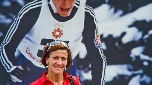 Květa Jeriová-Pecková u své olympijské fotografie