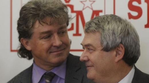 Místopředseda KSČM Jiří Dolejš a předseda Vojtěch Filip
