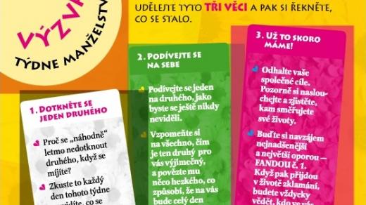 Pohlednicová karta k Národnímu týdnu manželství 2014 s výzvou manželům