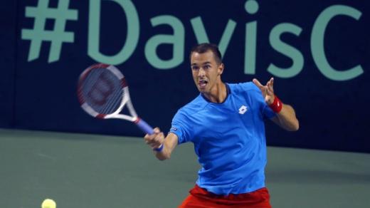 Lukáš Rosol v Ariake Coliseum v japonském Tokiu přispěl třemi body k postupu do semifinále Davis Cupu