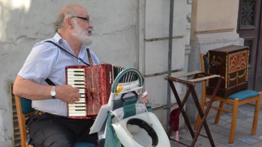 Harmonikář Jan Kliš si zahrál také na našem Dni otevřených dveří