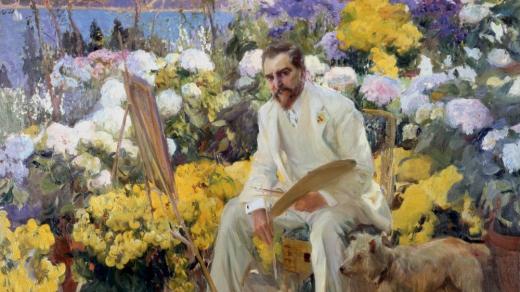 Auguste Renoir Monet maluje ve své zahradě v Argenteuil, 1873. Jeden z mnoha obrazů, které se od 30. ledna představí v Royal Academy of Arts na výstavě Malování moderní zahrady: Od Moneta k Matisssovi