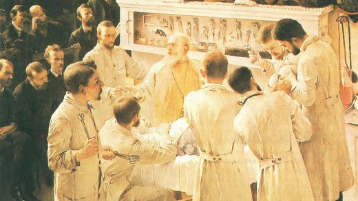 Theodor Billroth v přednáškovém sále (1890)