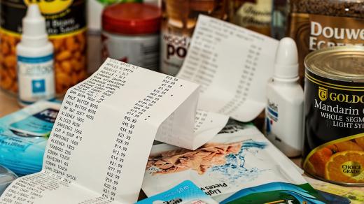 nakupování, nákup, účtenka, zboží, v obchodě, shopping, jídlo