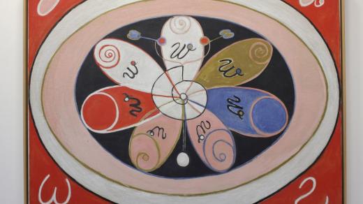 Hilma af Klint: Skupina VI, číslo 15, 1908, olej na plátně ze série Evoluce