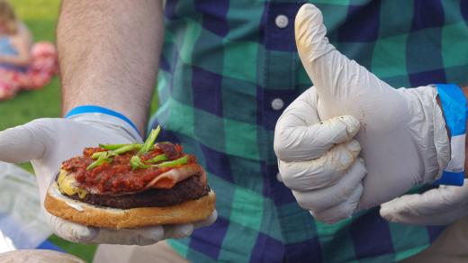 hamburger, grilování, jídlo