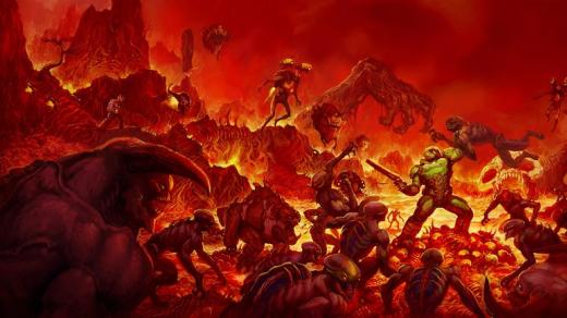 Litografie Fight Like Hell ke hře DOOM