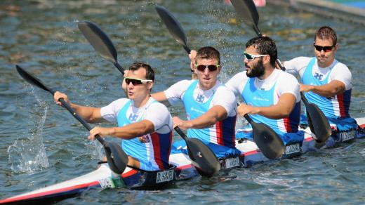 Čtyřkajak ve složení Daniel Havel, Lukáš Trefil, Josef Dostál, Jan Šterba