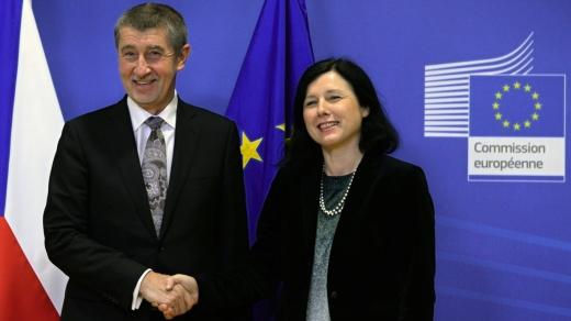 Český premiér Andrej Babiš se v Bruselu setkal s eurokomisařkou pro spravedlnost Věrou Jourovou