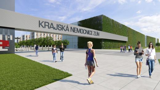 Vizualizace nové krajské nemocnice ve Zlíně