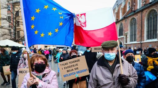 Protest za svobodu médií v Krakově