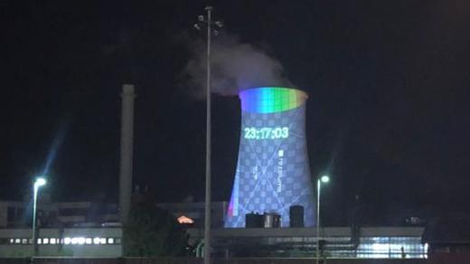 Teplárna Zlín, videomapping, den před