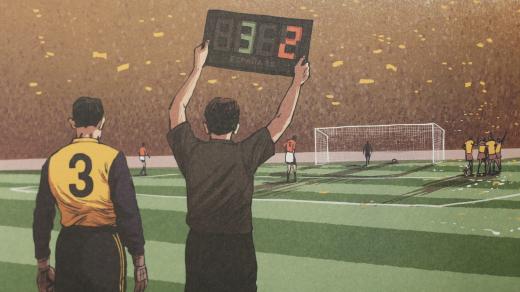 Ilustrace Vojtěcha Šedy z knihy Hrdinové – Největší příběhy české kopané autora Ondřeje Horáka